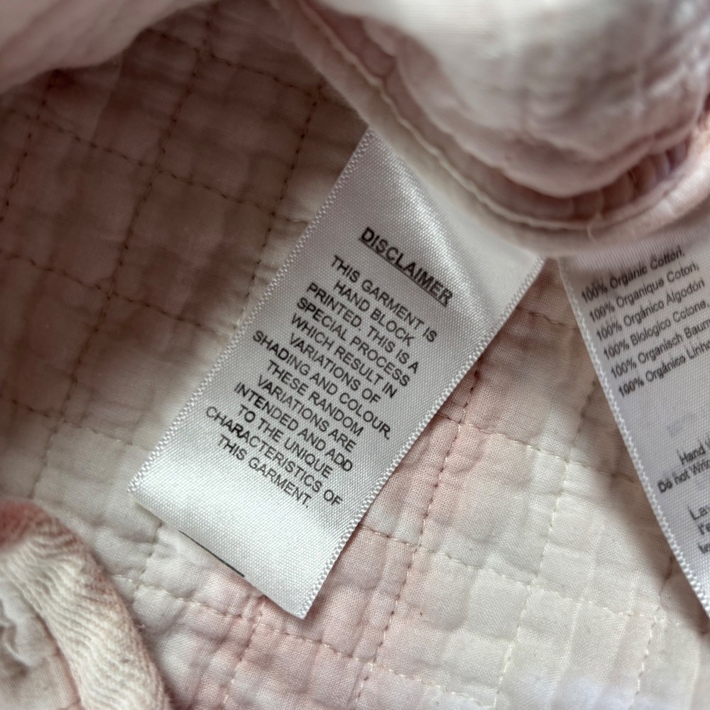 Emerson Fry India Collection Organic Cotton Quilted Gauze Jacket Pink White L - Picture 4 of 11